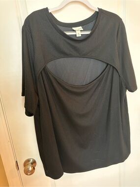 Ava & Viv Black Short-Sleeve Layered Nursing Top